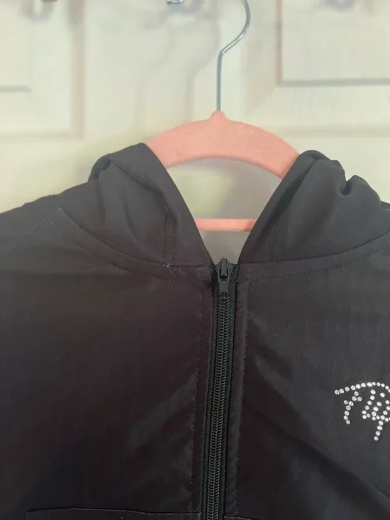 Flips Gymnastics Team Rhinestone Embellished Ombre Cropped Hoodie Warm Up Jacket - Picture 4 of 12